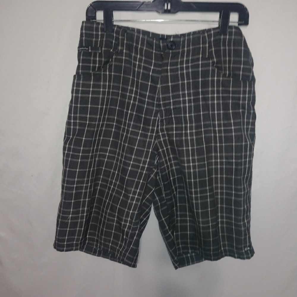 Gotcha Mens 30 Dark Gray Plaid Skater Shorts 30